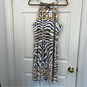 NWT J. McLaughlin Maria Halter Dress Navy Zebra Chains Size Large